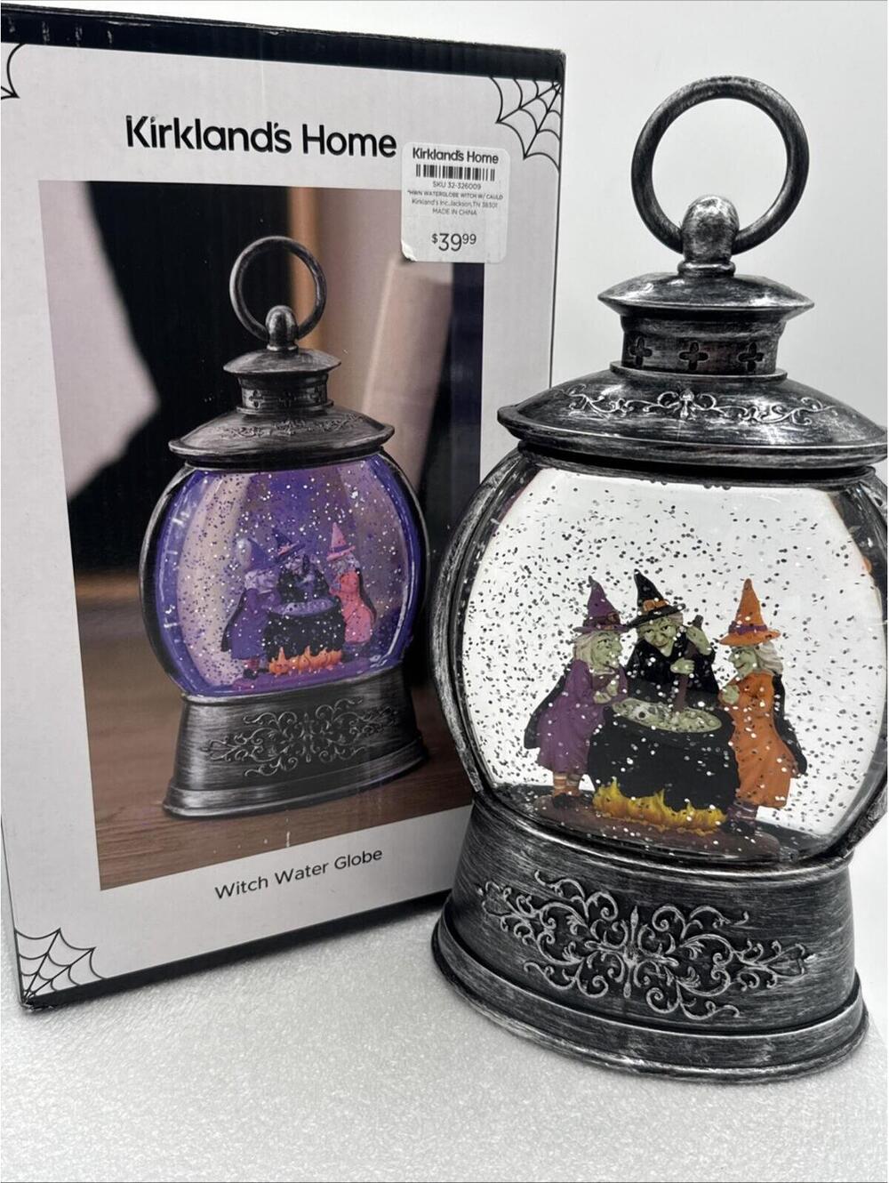 Kirkland’s Home Costco Halloween Purple Lighted Witch Water Globe 10.5” X 3.5”